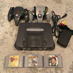 N64 Console with Expansion Pak, Controllers, and Games